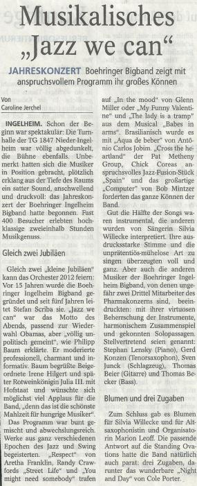 Konzertpresse vom 13.11.2012 AZ